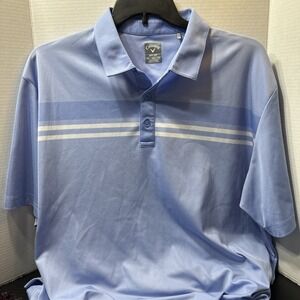 Callaway Performance Polo Golf Shirt Men Sz 2XL Blue/ striped Short Sleeve nice